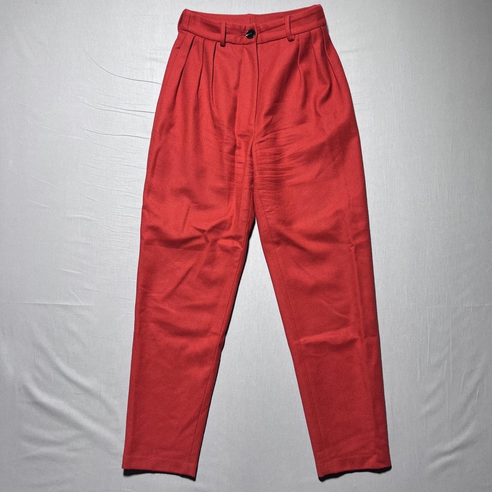 No.6 Store Pants Womens 0 Red Wool Blend Pleated High‎ Rise Hand Sewn In USA